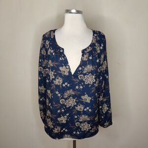 Morgan Taylor 1X Top Blouse Floral Pullover Long Sleeve